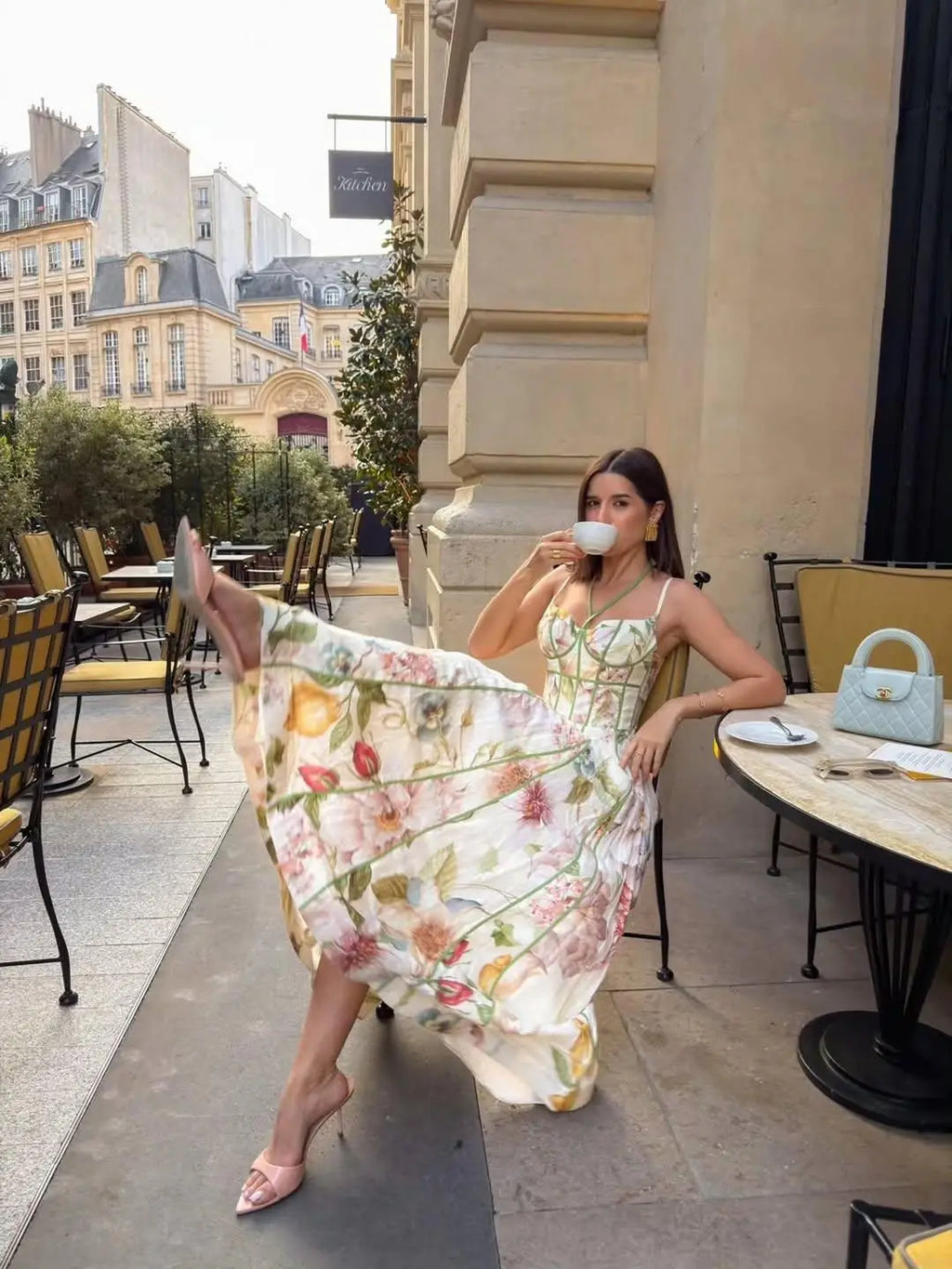 Elegante Abito Lungo da Donna Senza Maniche con Stampa Chic, Vestito Maxi a Trapezio con Cintura in Vita, Collezione Estate 2026, per Vacanze e Streetwear