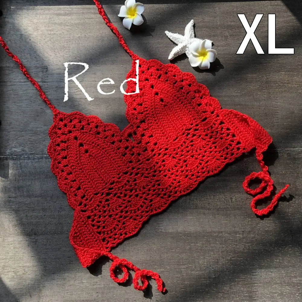 Sexy Women Bikini Crop Top Crochet Boho Beach Bikini Bralette Halter Cami Knitted Bra Tank Top Women's Clothing