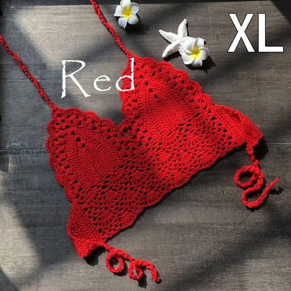 Sexy Women Bikini Crop Top Crochet Boho Beach Bikini Bralette Halter Cami Knitted Bra Tank Top Women's Clothing