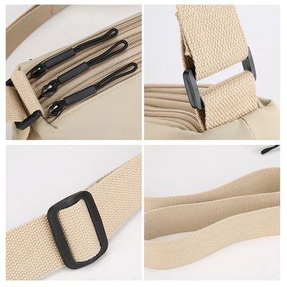 Nuova borsa a tracolla da donna in tessuto di nylon morbido Tasche multiple Borsa stile casual Borse a tracolla in tinta unita per ragazze