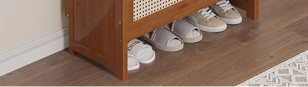 Bamboo Multi-layer Shoes Organization Rattan Flip Shoe Rack Living Room Against The Wall Boot Shelf Versatile Storage Cabinet