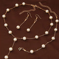 4 pezzi di collana color oro, orecchini, bracciale, set da donna, elegante collezione di perle d'imitazione, gioielli con nappa temperamento