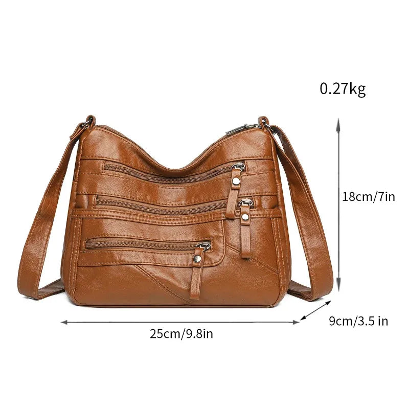 Borsa a tracolla in pelle da donna Tracolla regolabile Chiusura con cerniera Borsa per donna Viaggio Lavoro Borsa a tracolla casual quotidiana