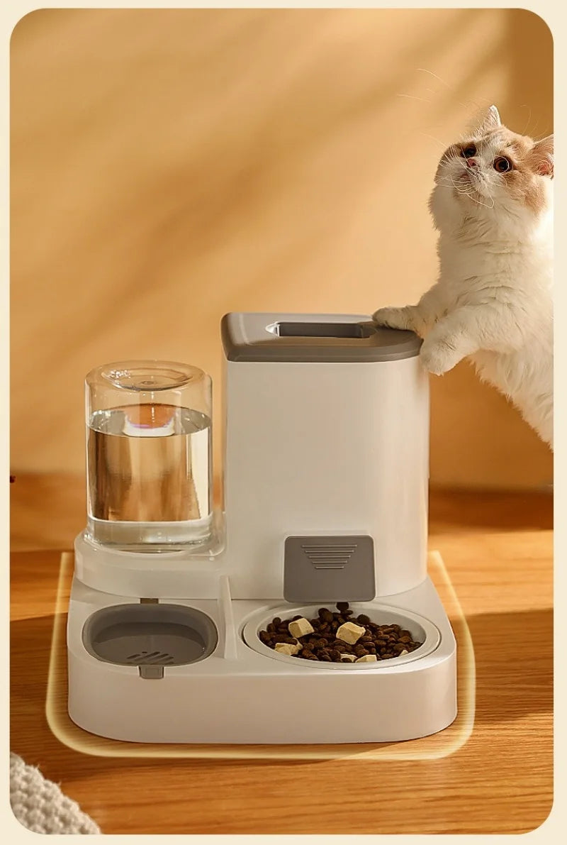Distributore Automatico di Cibo e Acqua per Cani e Gatti, Set con Ciotola Universale per Animali Domestici