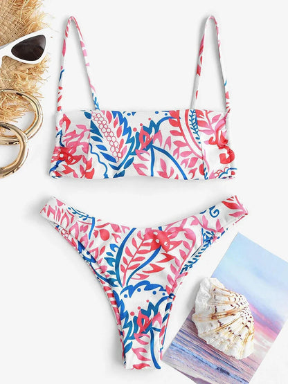 Sexy Print Bikini 2026 Women Swimsuit Bandeau Female Swimwear Woman Thong Bikinis Sets Brazilian Swim Beach Wear Bathing Suits