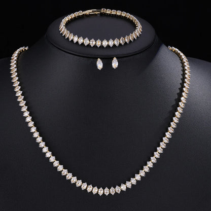 ZAKOL Gorgeous Buling AAA Clear Round Cubic Zirconia Collana da sposa Orecchini Set di gioielli da festa per le donne