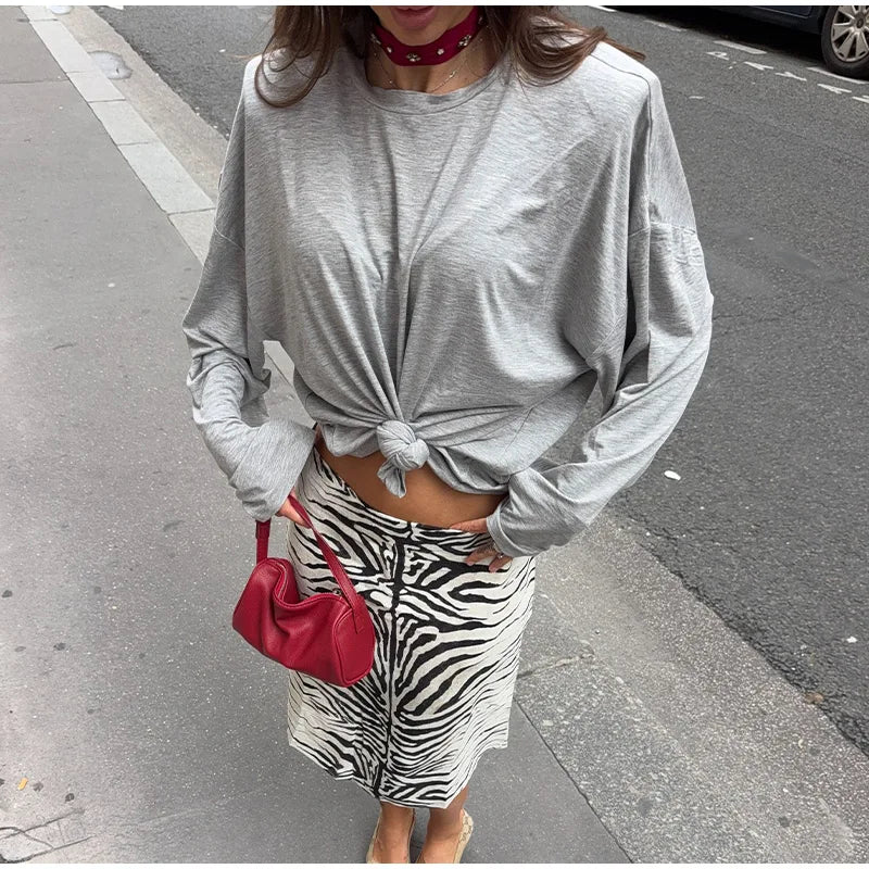 Gonna midi a righe zebrate da donna, a vita alta, dritta, elegante, aderente, casual, lunga, 2026, outfit moda street estivo e autunnale