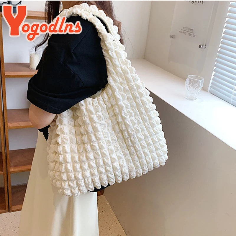 Yogodlns Borsa a nuvola pieghettata estiva Borsa a tracolla femminile di grande capacità color caramello Borse Shopping Borsa per ragazze Tote Bolsas