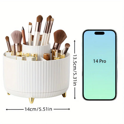 Organizzatore di scatole di immagazzinaggio cosmetici da tavolo per trucco girevole di grande capacità per il bagno Portapenne portatile per pennelli per trucco per rossetto