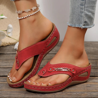 Orthopädische Damensandalen Sommer Orthopädische Flip-Flops mit Fußgewölbestütze Rutschfeste Hausschuhe mit dicker Sohle für den täglichen Gebrauch am Strand