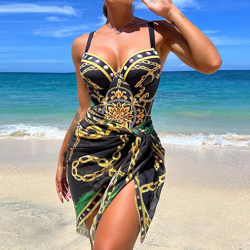 Summer Sexy Print One Piece Swimsuits Closed Female Swimwear Push Up Body Women's Swim Wear Bathing Suits Beach Pool Bather 2026