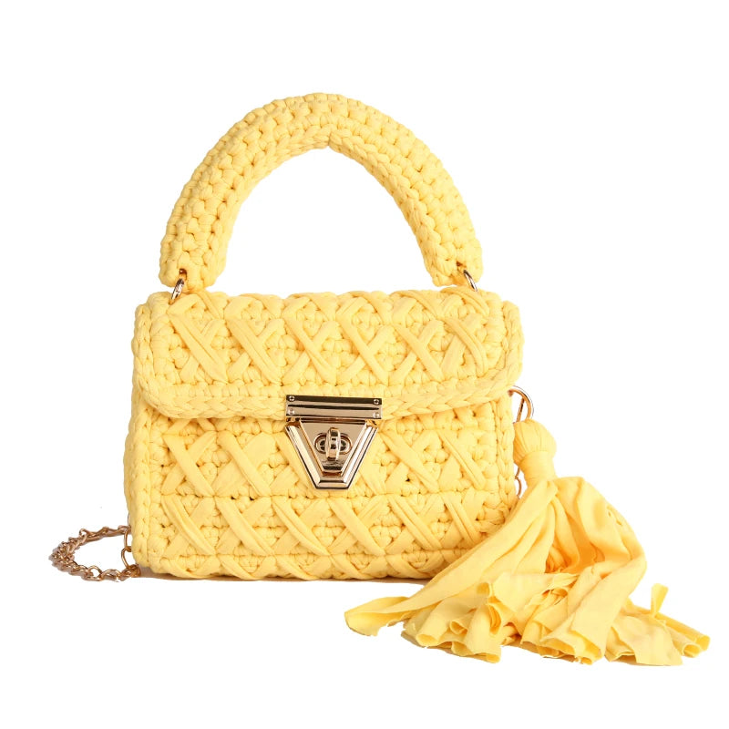 Borsa a Mano da Donna in Maglia Uncinetto, Borsa a Spalla Artigianale in Filato Intrecciato, Borsa Grande Capacità per Spiaggia, Vacanze Estive, Shopping e Viaggi