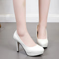 Sexy high heels large size women's spring and summer patent leather fashion round toe stiletto wedding shoes women's shoes