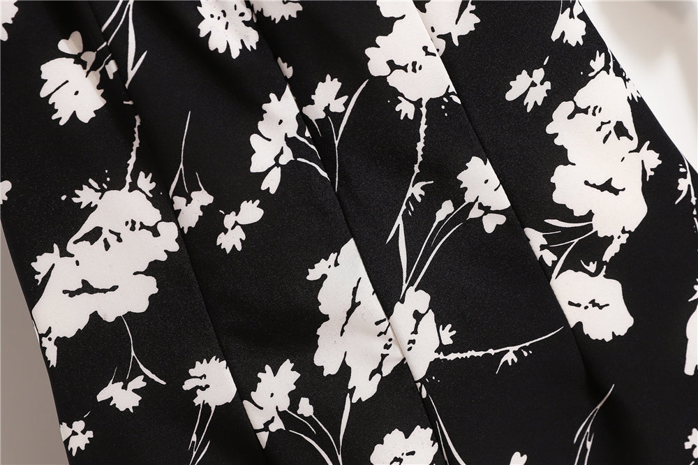 Mini abiti da donna Moda estiva Abiti femminili Stampa Abiti in chiffon floreale Abito casual con maniche corte a pieghe arricciate