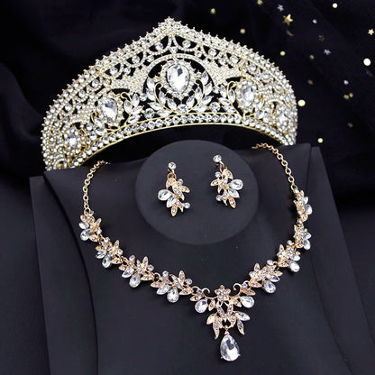 Ensembles de bijoux de luxe pour mariée, diadèmes rouges et boucles d'oreilles, parure de bijoux pour soirée de bal, mariée, accessoire de mariage