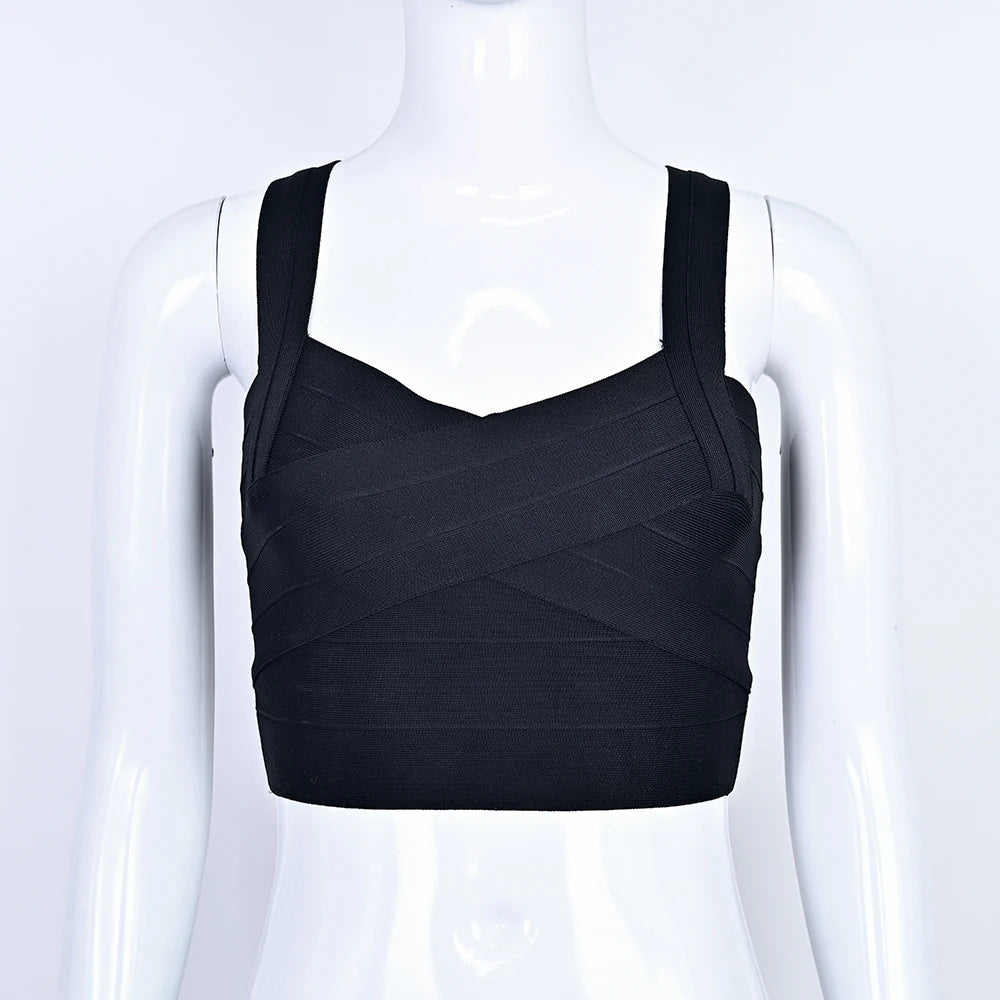 BEAUKEY Classico bianco con fasciatura per spaghetti Crop Top Mini Girl High Street Fashion Camis Nero Vintage Rosso Compleanno Gilet elastico