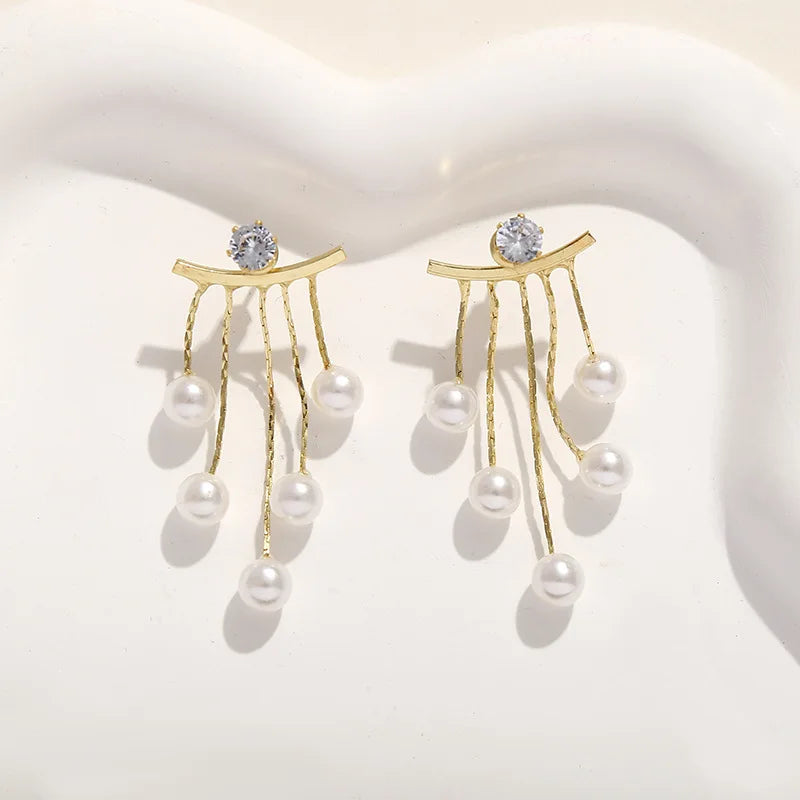 925 Ago D'argento Coreano Moda Perla Nappa Orecchini Per Le Donne Gioielli 2024 di Tendenza delle Nuove Donne di Lusso Zircone Orecchini di Perle