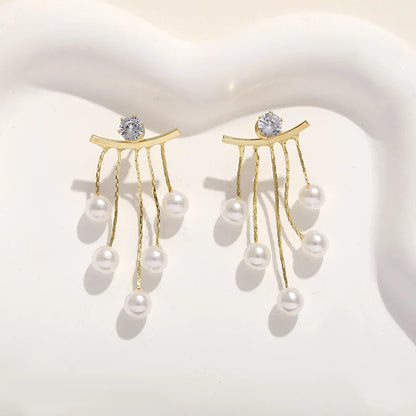 925 Ago D'argento Coreano Moda Perla Nappa Orecchini Per Le Donne Gioielli 2024 di Tendenza delle Nuove Donne di Lusso Zircone Orecchini di Perle