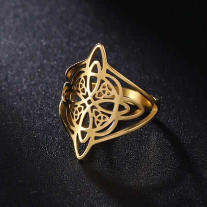 Skyrim Stregoneria Anello con nodo da strega Anelli da dito in acciaio inossidabile Wicca Triquetra Celtics Nodo Amuleto Protezione Gioielli Donna Uomo