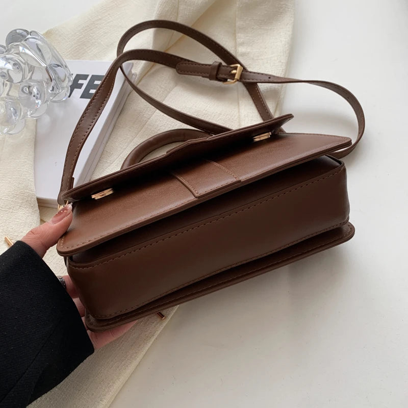 Borsa a tracolla in pelle PU per borsa da donna - Borse a tracolla alla moda Borsa sottobraccio vintage Borsa quadrata (Nero)