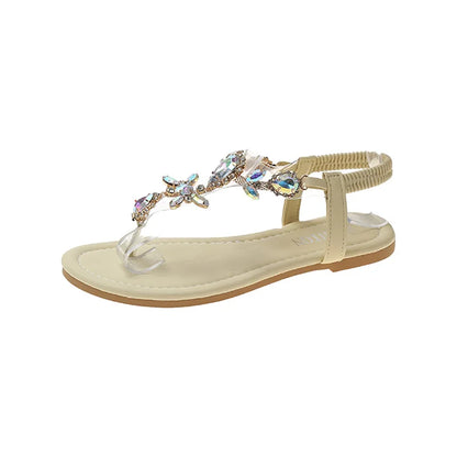 Appartamenti estivi Sandali Delle Donne di Cristallo Clip Toe Pantofole di Tendenza di Marca di Lusso Scarpe Da Donna Spiaggia Causale Presentazioni Aziende Produttrici Giochi Mujer Zapatos 2023