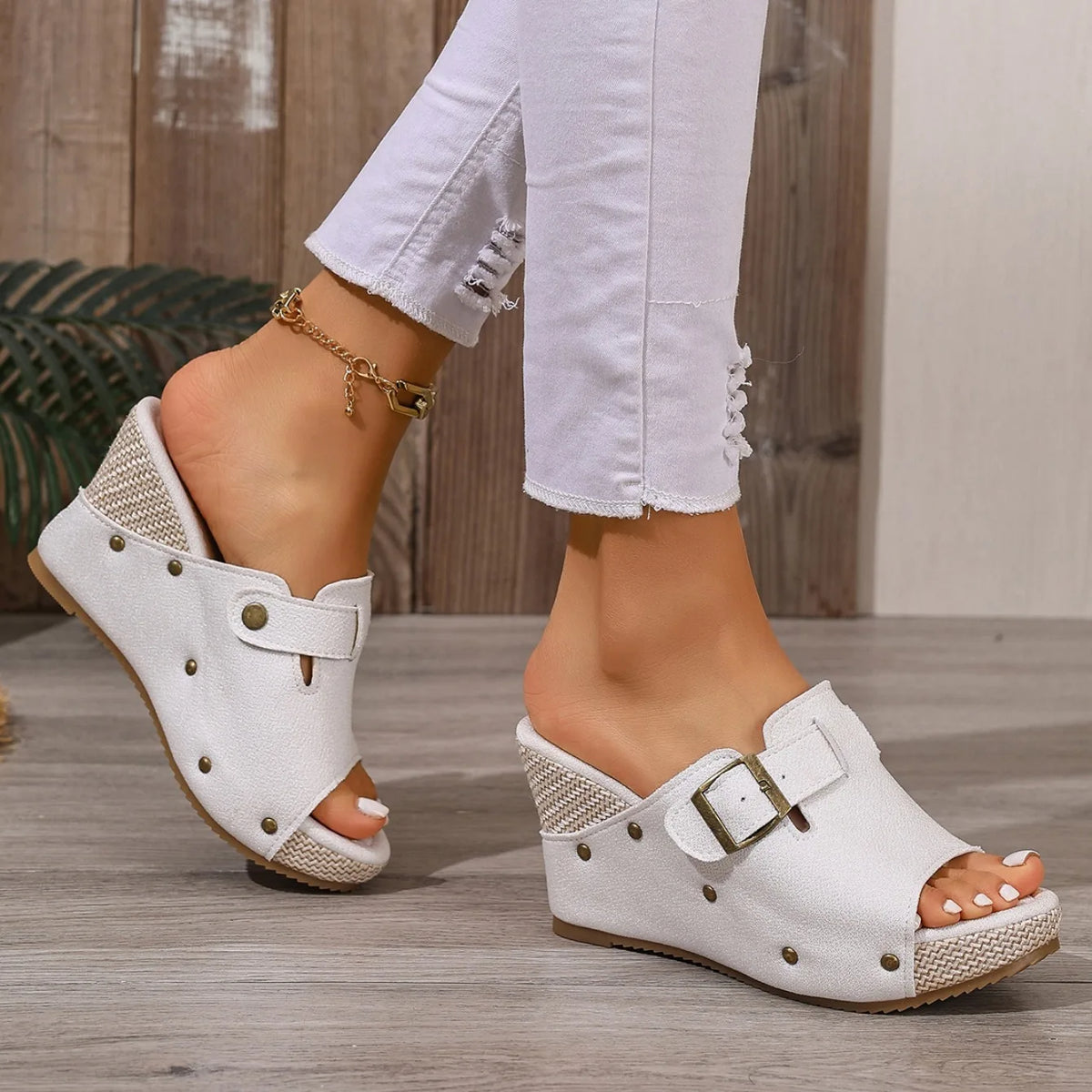 Sandali Estivi da Donna di Tendenza, Scarpe con Zeppa Retrò a Punta Aperta, Sandali Romani con Piattaforma, Scarpe Casual di Lusso Firmate
