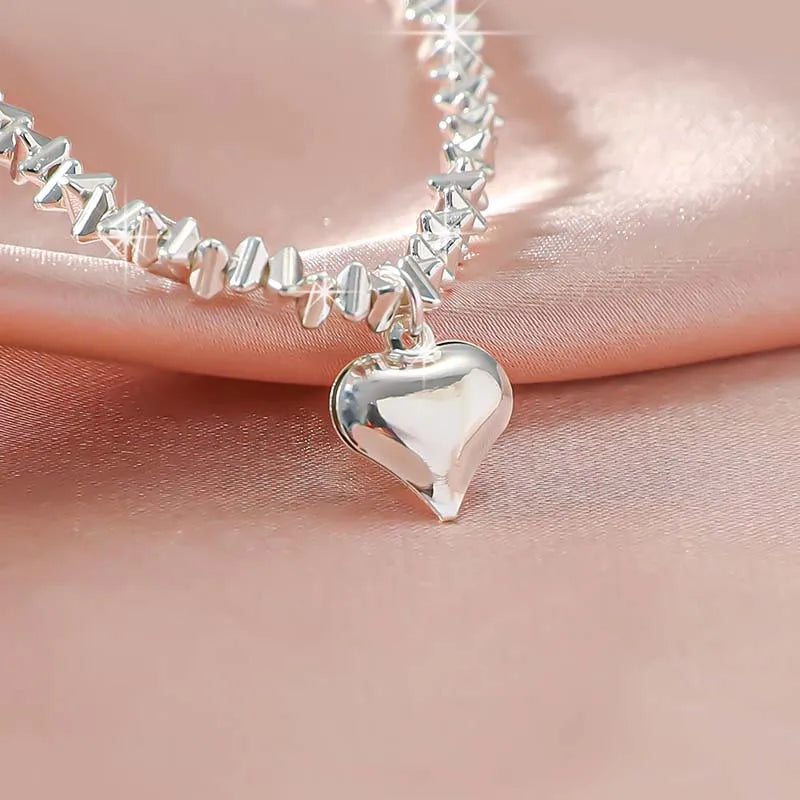 Cavigliera a catena sottile scintillante per donna Bracciale a doppio strato con ciondolo a forma di croce a cuore con zirconi sul piede della gamba Gioielli da spiaggia estivi alla moda