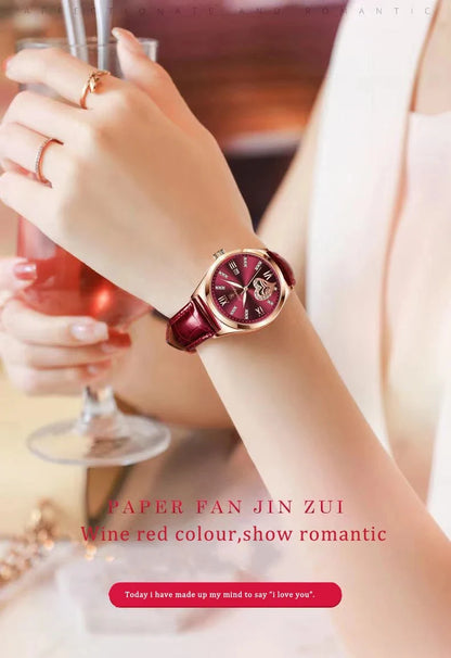 POEDAGAR Orologi casual di lusso per donna Orologio da donna in pelle con calendario impermeabile Orologio da polso al quarzo da donna di moda di alta qualità