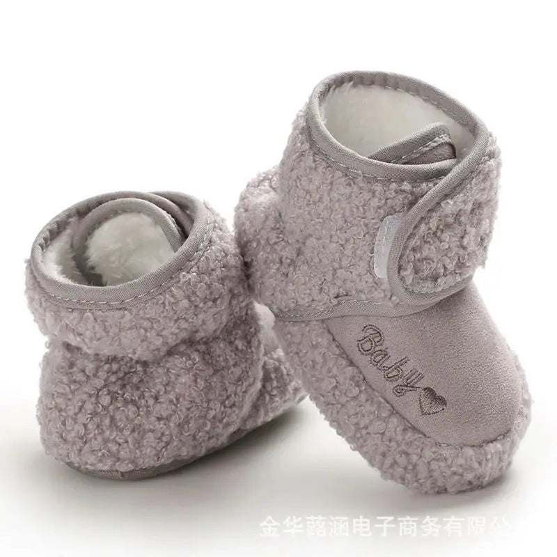 Scarpe da Passeggio per Neonati 0-1 Anno, Scarpe in Cotone con Suola Morbida e Chiusura a Velcro, Calde e Spesse, Stivali Invernali da Neve, Calzature per Neonati