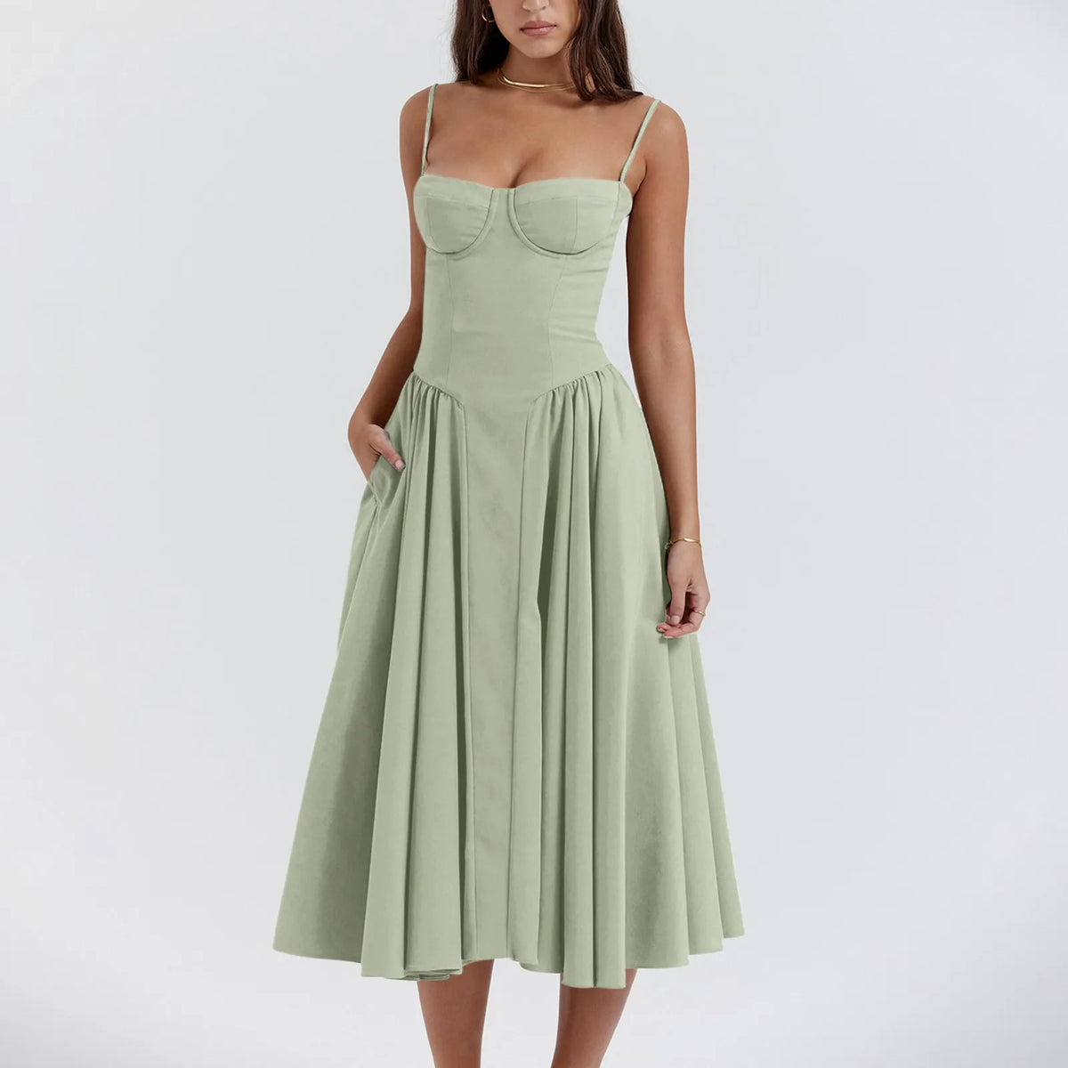 Robe d'été florale à bretelles pour femmes, sexy, bustier, sans manches, robe féminine, mode 2024, imprimée, ligne A, élégante, mi-longue, Lady Vestidos