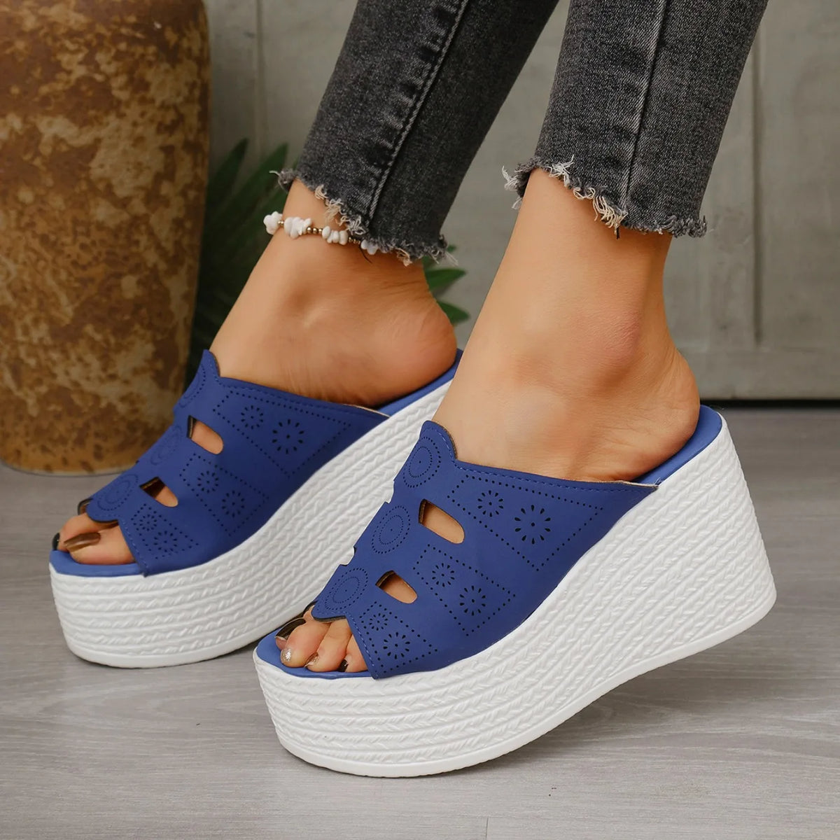 Sandales d'été décontractées pour femmes Sandales compensées à plateforme antidérapantes pour l'extérieur Sandales antidérapantes confortables pour femmes Chaussures de créateur Zapatos De Mujer