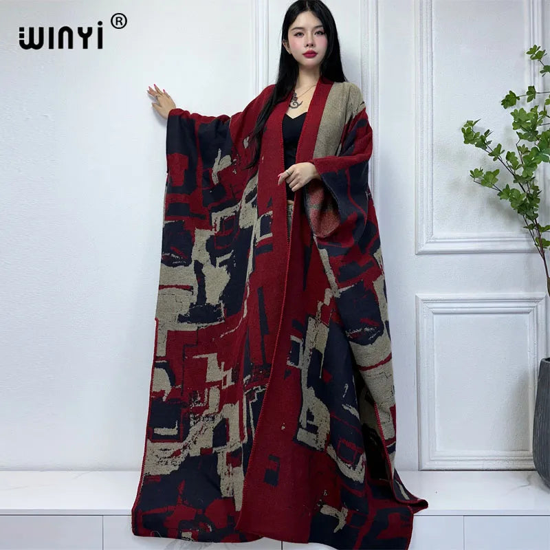 WINYI abiti invernali per donna cardigan lavorato a maglia MAXI Christmas Fashion hipster party dress spessa calda giacca femminile cappotto natalizio