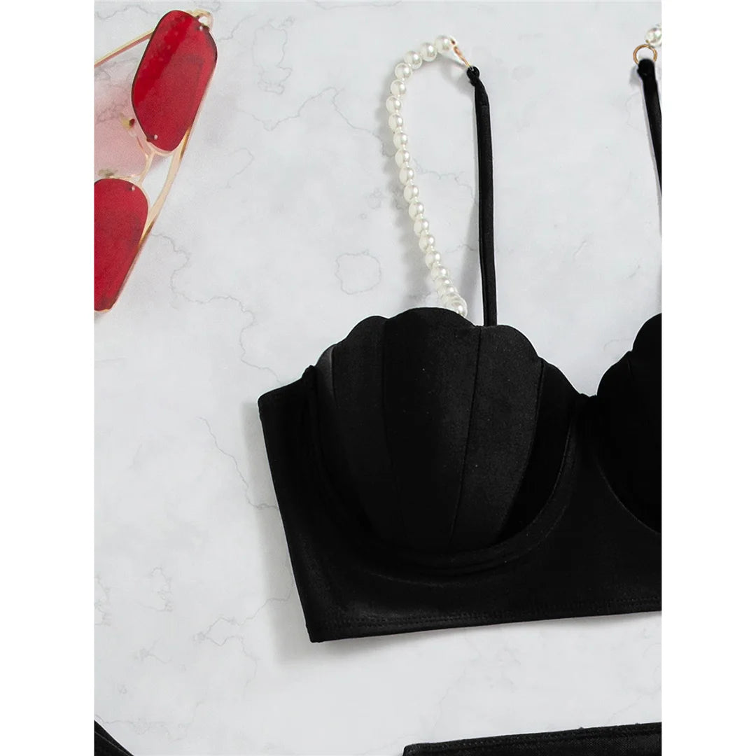 S - XL perle Bikini Push Up costume da bagno donna costumi da bagno donna Bikini a tre pezzi con reggiseno coppa bagnante costume da bagno Swim V4302