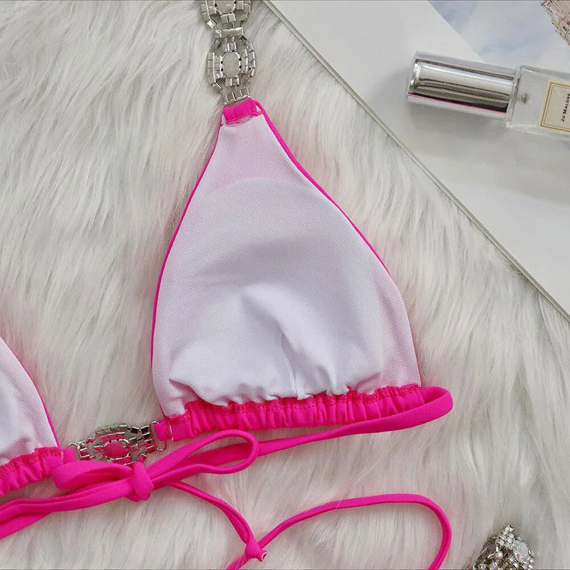 nuovo costume da bagno in due pezzi con strass 2026 cristallo di lusso perizoma Sexy perizoma Bikini Set costumi da bagno da donna costume da bagno Sexy da spiaggia