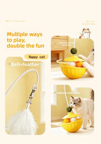 Giocattoli per Gatti: Bastone Teaser con Piuma Rimovibile e Pallina al Peppermint, Accessori per Animali Domestici