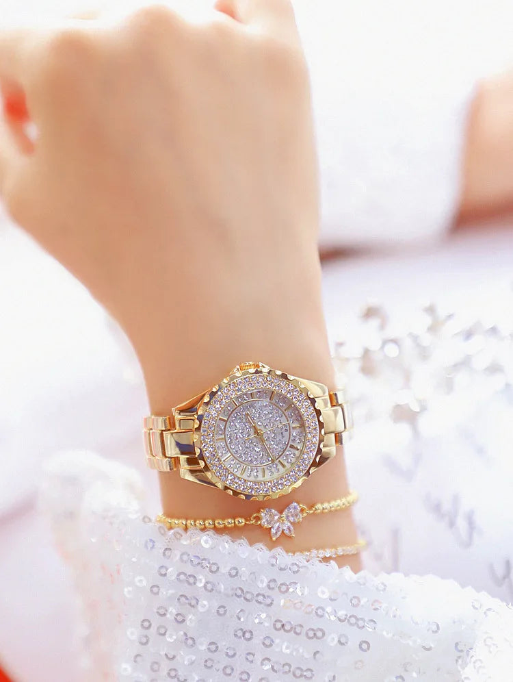 Orologi eleganti da donna con bracciale in oro 2025 Orologi da polso da donna di lusso delle migliori marche per orologio femminile Moda elegante in acciaio pieno