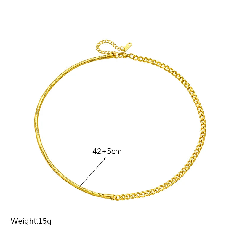 DIEYURO Collana a catena di perle con perline geometriche in acciaio inossidabile 316L per le donne Nuove ragazze punk girocollo spesso gioielli regali per feste