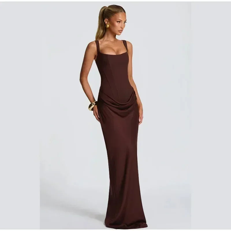Mini abito da donna con scollo a V e scollo all'americana senza schienale Moda senza maniche a vita alta Abiti aderenti 2025 Nuova estate Lady Party Holiday Robes