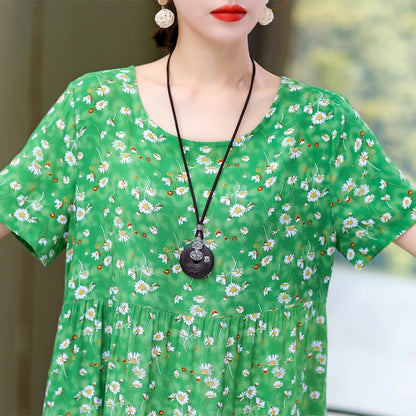 Nuovo Vestito Delle Donne di Estate Vestito Estivo 2024 Casual abito a maniche corte Abiti Femminili O-Collo Robe Abiti della Boemia di Grandi Dimensioni