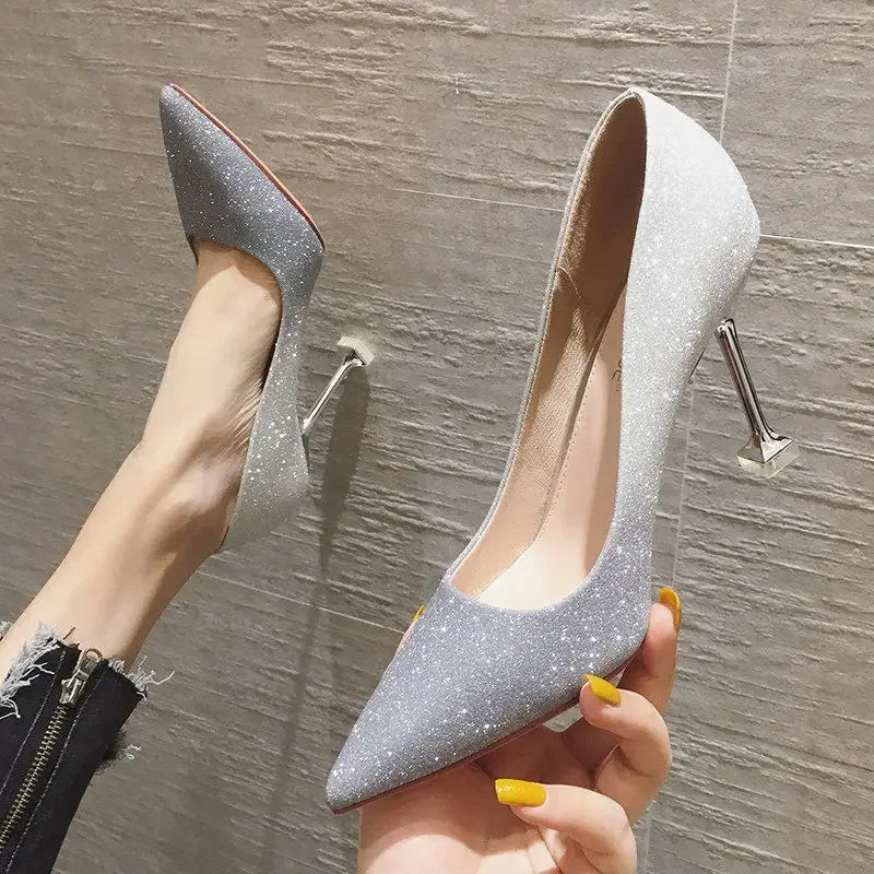 Calzature estive da donna Scarpe da sposa da sposa Scarpe da donna 2025 da sera con cristalli Stilito Tacco alto con strass viola