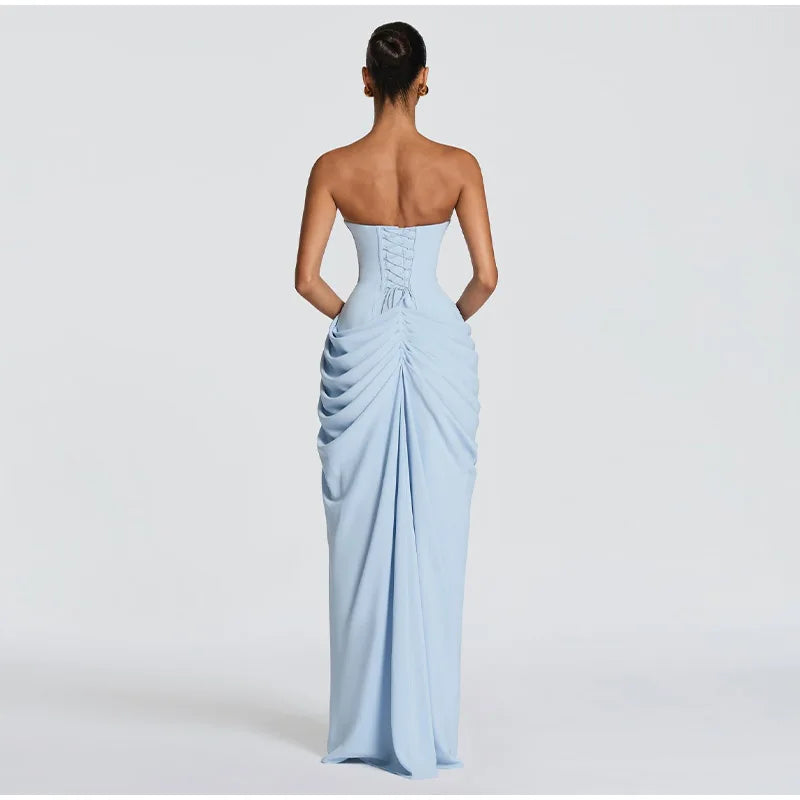 Abito Corto Sexy in Jacquard da Donna, Vestito Slim con Maniche a Halter e Schiena Scoperta, Abito da Festa Corto Femminile, Moda Estiva 2026, Tinta Unita, per Donna
