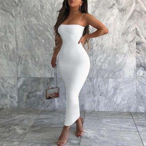 Robe d'été sexy pour femme, Streetwear à la mode, sans manches, dos nu, couleur unie, moulante, à bretelles, décontractée, Clubwear, robes de soirée élégantes
