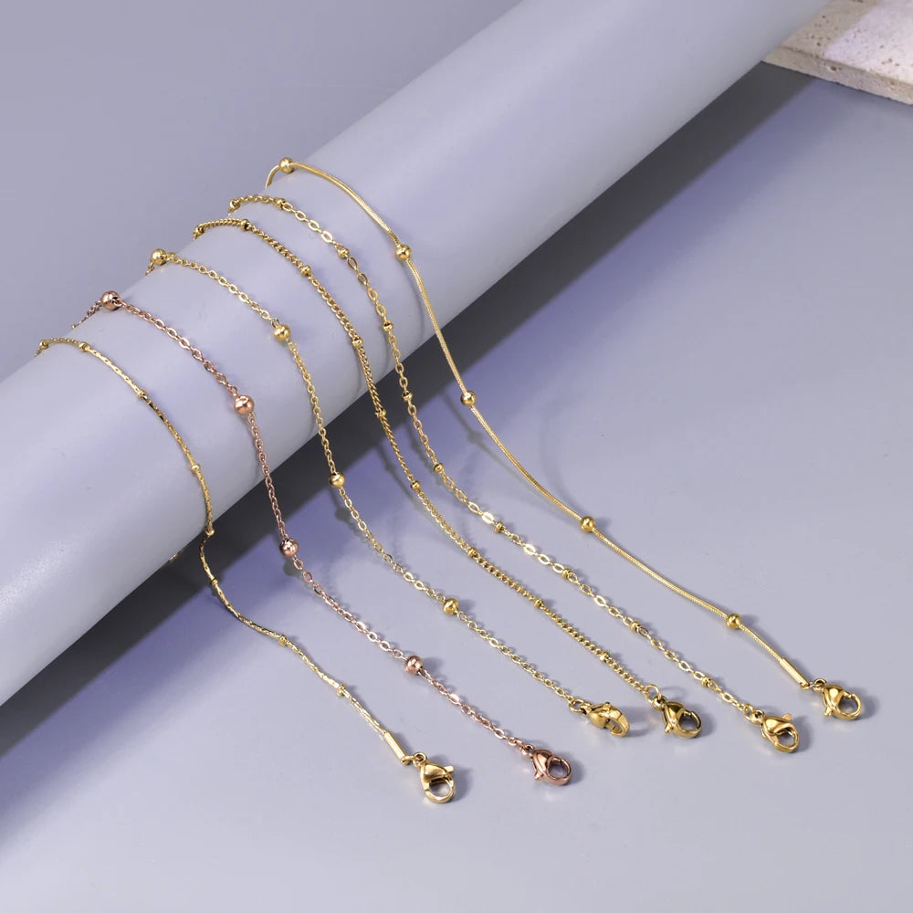 Collana fai da te in oro transfrontaliero, catena in osso di serpente in acciaio inossidabile, catena di serpente rotonda, accessori di gioielli