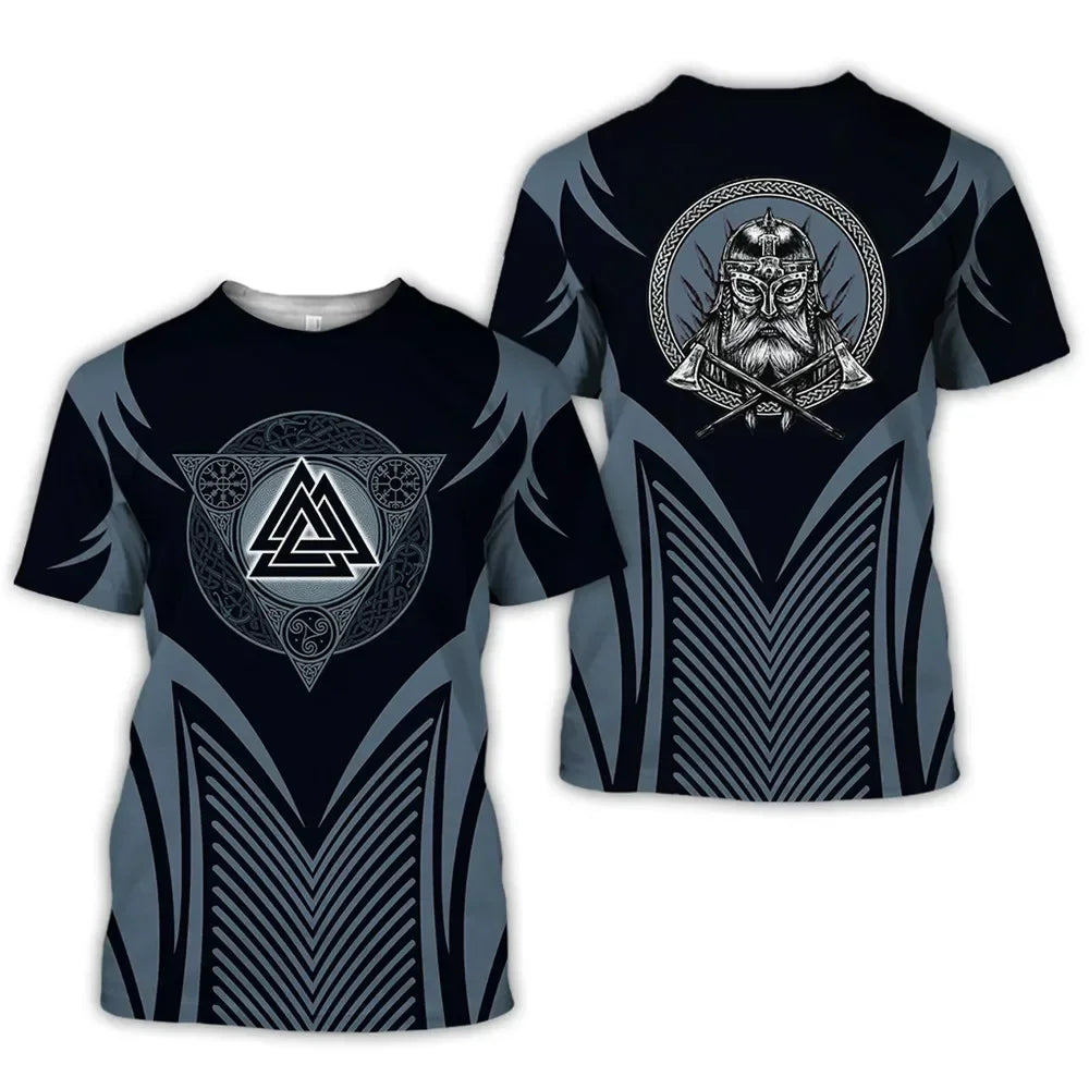 L'ultimo simbolo vichingo 3D stampato abbigliamento oversize estivo manica corta da uomo da strada comoda maglietta Hip Hop Harajuku Top