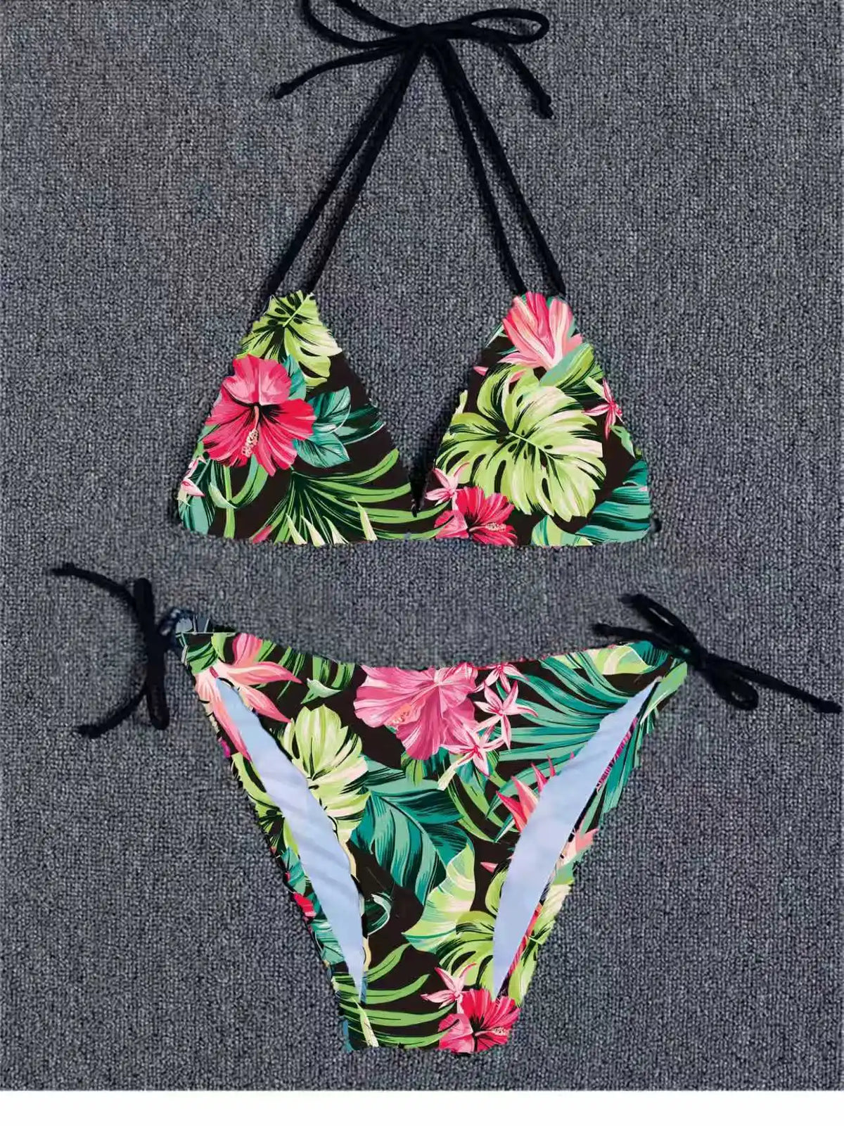 Sexy Floral Print Bikini Set Damen Bademode Zweiteiliger Strandanzug Triangel-Badeanzug Damen Schnür-Badeanzug Biquine Brasileiro