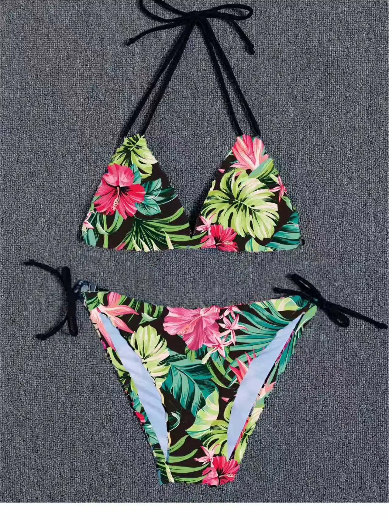 Sexy Floral Print Bikini Set Women Swimsuit Two-Piece Beachwear Triangle Swimwear Women Lace-up Bathing Suit Biquine Brasileiro