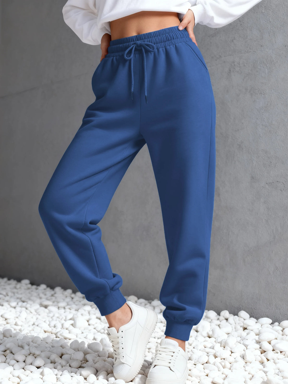 Pantaloni Jogger Invernali da Donna, Pantaloni Sportivi con Tasche, Pantaloni Larghi in Pile, Pantaloni Casual con Vita Elastica, Abbigliamento Sportivo Femminile
