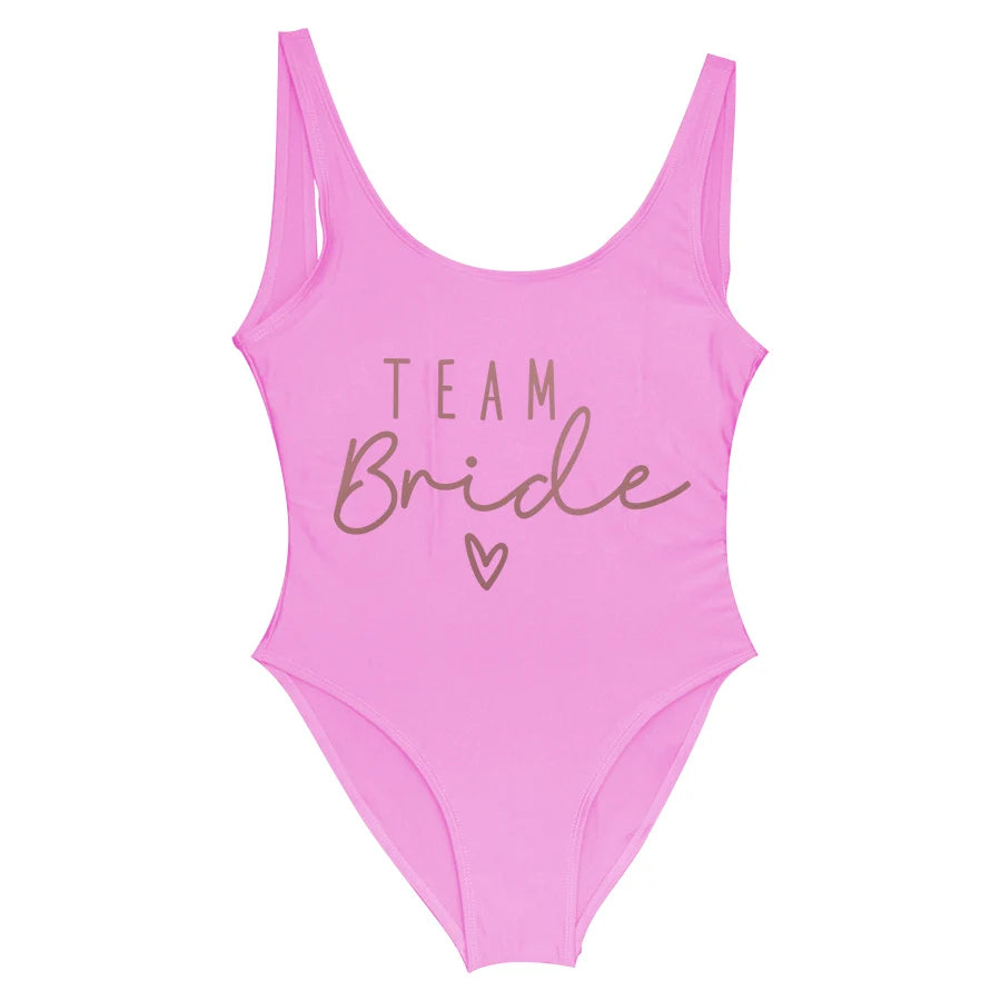 S-3XL Maillot de bain blanc une pièce Équipe de la mariée Maillot de bain de fête de célibataire pour femme Maillot de bain de poule Maillot de bain de piscine
