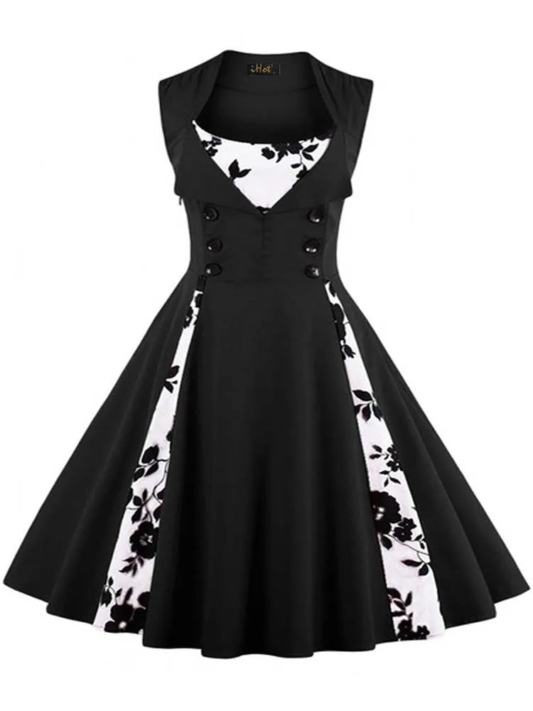 Abito da donna S-5XL, stile retrò vintage anni '50 e '60, Rockabilly, a pois, modello swing, Pin Up, per feste estive, elegante, tunica, Vestidos, casual.