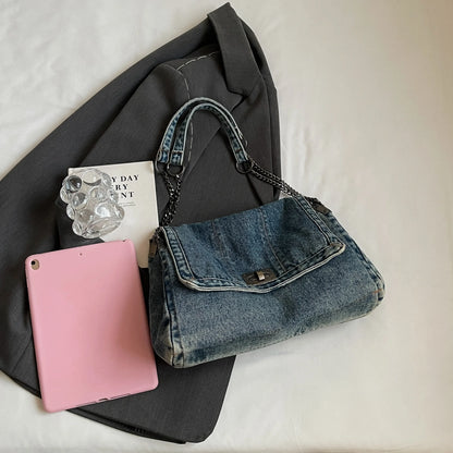 Borsa in denim da donna 2025 Borse a tracolla casual di nuova moda Borsa tote di grande capacità Borse a tracolla per pendolari di classe per donna bolsa sac